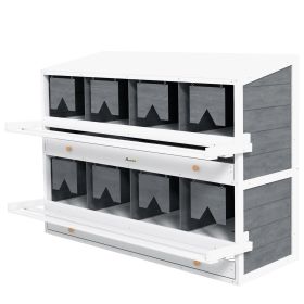 Chicken Nesting Box, 8 Compartment Wood Laying Boxes for Chicken Coop with Egg Collection Trays Perches for 16-32 Hens (Option: Gray-1275x350x505 mm)