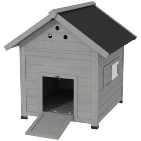 Duck Coop, Wooden Duck House with Openable Roof & Double Doors, Light Gray (Option: Light Gray-920x780x240 mm)