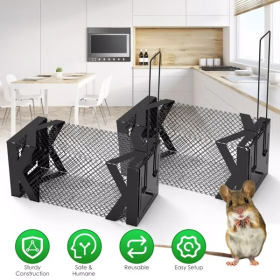 Humane Mouse Trap Cage, Non-Lethal No ElectricityGlueChemicals, Heavy Duty 1.15mm Metal (Option: 2PCS)