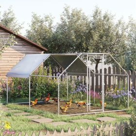 Large Chicken Coop Chicken Run with Waterproof and Anti-UV Cover (Option: Silver-1980x365x200 mm)