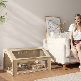 Hamster Cage Habitat with Acrylic Window & Openable Top for Dwarf Hamster (Option: Oak-1085x580x140 mm)
