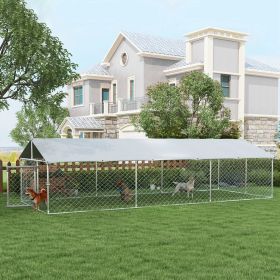 19.7' x 7.5' x 4.9' Outdoor Dog Kennel for Large-Sized Dogs with Waterproof UV Resistant Roof (Option: Silver-1290x420x290 mm)