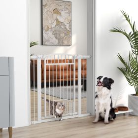 Extra Wide Walk Through Dog Gate W Cat Door (Option: White 980x760x70 mm)