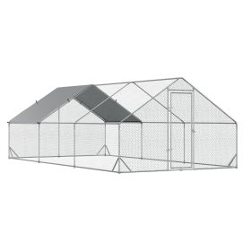 10' x 20' x 6.5' Chicken Coop Cage, Outdoor Hen House w/Cover & Lockable Door (Option: Silver-1980x380x175 mm)