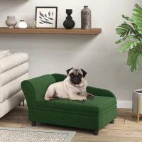 PawHut Pet Sofa Bed Couch With Storage, Pet Sofa For Cats And Small Dogs, Green (Option: Green)