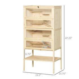 5-Tier Wooden Hamster Cage Mice Habitat Rat Habitat with Openable Top, Front Door and Storage Shelf (Option: Natural Wood Grain)