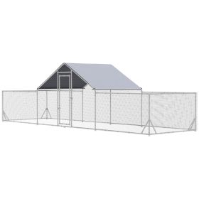 23' x 6.6' Large Chicken Coop with Weather-Resistant Cover for 12-14 Chickens, Silver (Option: Silver-1980x350x170 mm)