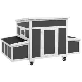 Wooden Chicken Coop with Nesting Box for 6 Chickens, Dark Gray (Option: Dark Gray-1020x885x240 mm)