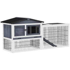 2 Level 59" Outdoor Rabbit Hutch with Openable Top, Dark Gray (Option: Dark Gray-840x580x330 mm)