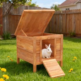 Small Wooden Rabbit Hutch Bunny Cage Guinea Pig Cage Duck House Dog House with Openable & Waterproof Roof, for Rabbits, Chickens, Ducks, Natural (Option: Natural)
