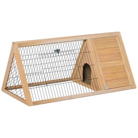 46" x 24" Wooden A-Frame Outdoor Rabbit Hutch, Small Animal Cage, Bunny Hutch with Outside Run & Ventilating Wire, for Rabbits, Chickens, Ducks, (Option: Yellow-1240x120x640 mm)