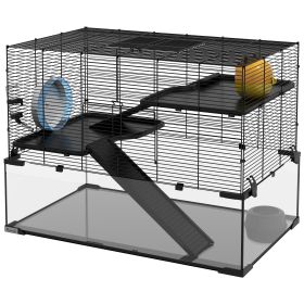 31" Hamster Cage, Gerbil Cage with Glass Basin for Small Hamsters, Black (Option: Black-870x585x305 mm)