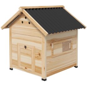 Duck Coop, Wooden Duck House with Openable Roof & Double Doors, Natural Wood (Option: Natural Wood-920x780x240 mm)