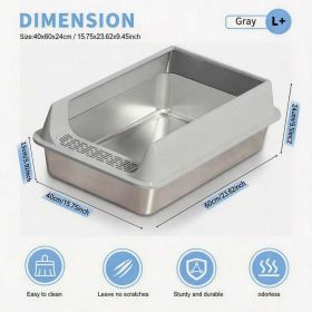 Stainless Steel Cat Litter Box, Large Open Top Litter Box With Anti Splash High Sides, Anti Tracking Pedal, Easy To Clean, Non Stick, Odor Resist (Option: L15-Gray)