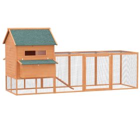 137" Chicken Coop for 8-10 Chickens, Large Chicken House, Wooden Poultry Hen Cage with Nesting Box and Run for Backyard, Orange (Option: Orange-1040x185x920 mm)