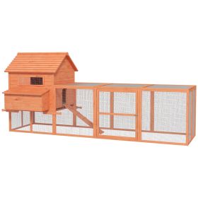 145" Wooden Chicken Coop with Run & Inner Hen House Space (Option: Orange-1000x900x250 mm)