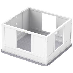 Whelping Box for Dogs with Whelping Pad, Adjustable Entrance, Non-slip Foot Pads, for Small Dogs, White (Option: White-900x580x140 mm)