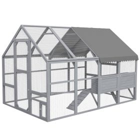 9' x 6' x 6' Large Chicken Coop with Nesting Box, Water-Resistant and Anti-UV Cover for 8-12 Chickens, Gray (Option: Gray-1240x740x225 mm)