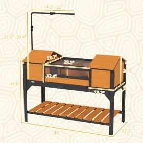 Tortoise Enclosure Tortoise House with Adjustable Lamp Holder Storage Shelf, Dual Main Houses, Openable Lid, Yellow (Option: Yellow Black)