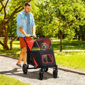 Dog Stroller for Large Medium Small Dogs up to 66 Lbs. 23.5" in Body Length (Option: Red-865x585x220 mm)
