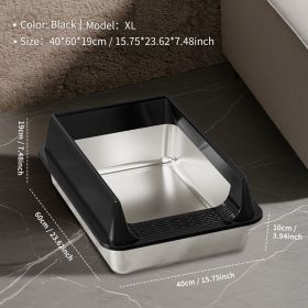 Only Self Pickup---Stainless Steel Cat Litter Box (Option: XL10  Black LSJ1)