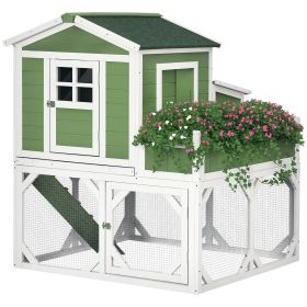 49" Small Chicken Coop Hen House with Garden Space, Chicken House Outdoor Run Cage with Weather Protection, 2-4 Birds, Green (Option: Green-1075x555x160 mm)