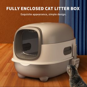 Splash Proof Cat Litter Box Splash Proof Cat Litter Box Closed Cat Litter Box With Lid, Easy To Clean Drawer Design, Odor Control, Space Saving P (Color: Grey)