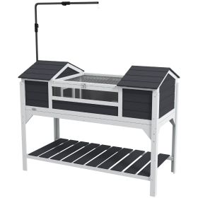 Tortoise Enclosure Tortoise House with Adjustable Lamp Holder Storage Shelf, Dual Main Houses, Openable Lid, Gray (Option: Gray-1290x570x190 mm)