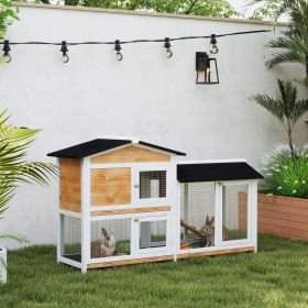 58" Large Rabbit Hutch Outdoor Indoor (Option: Natural Wood-940x230x770 mm)