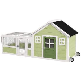 64 Inch Rabbit Hutch with Asphalt Roof, Handle, Wheels, Multicolo (Option: Multi Color-975x800x170 mm)