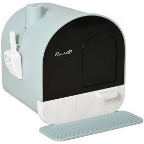 Fully Enclosed Cat Litter Box with Lid & Drawer Design, Covered Litter Box Anti-Leakage, Anti-Splashing, for Indoor Cats from Kitten to Adult, w (Option: Green-475x455x460 mm)