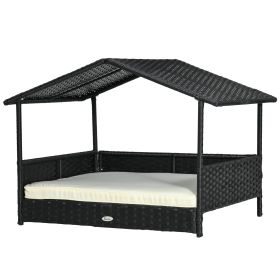Wicker Dog House with Removable Cushion Lounge, Cream White (Option: Cream White-820x200x700 mm)