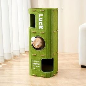 Three-tiered Multifunctional Felt Bed With Cave House Cat Climbing Frame, Instinct-inspired Design, Large Ventilation Holes, Optional Scratching (Color: Green)