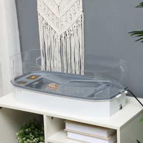 Turtle Tank Kit, Turtle Aquarium with Basking Platform, Water Pump, Filter Layer Design, Full View Visually Reptile Habitat, Easy to Clean and Ch (Option: White-670x345x163 mm)