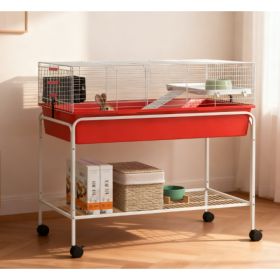 Two-Story Small Animal Cage Removable from Stand (Option: Red White)