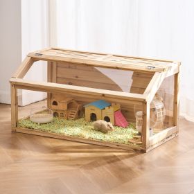 Wooden Hamster Cage Habitat 40 In Clear Mice Rodents Small Animals Cage (Option: Natural)
