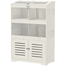 Large Hamster Cage for Multiple Small Pets, Rat Cage with Storage Cabinet, Clear Transparent Panels, Cream White (Option: Cream White-1335x470x190 mm)
