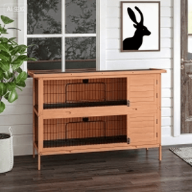 2-Story Large Rabbit Hutch Bunny Cage Wooden Pet House Small Animal Habitat With Lockable Doors, No Leak Tray And Waterproof Roof For Rabbits, Ch (Option: Orange)
