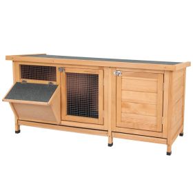 Large Bunny Hutch, Rabbit Cage with 2 Outside Areas and 1 Main House for Small Animals, Yellow (Option: Yellow-1195x150x545 mm)