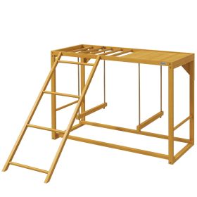 Wooden Chicken Activity Play w/ Swing Set, Chicken Coop Toy, Natural (Option: Natural Wood-1100x500x170 mm)