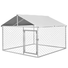6.6' x 6.6' x 4.9' Dog Kennel Outdoor for Small Medium Dogs with Waterproof Roof, Silver (Option: Silver-1900x360x140 mm)