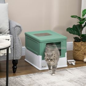 Fully Enclosed Cat Litter Box with Front Entry and Top Exit (Option: Green-410x205x525 mm)
