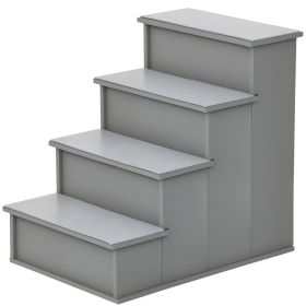 Pet Stairs, Small Dog Steps for Couch Bed with Cushioned Removable Covering, 15.75" x 23.25" x 21.25", Grey (Option: Grey-620x460x110 mm)