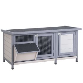 Wooden Rabbit Hutch Bunny Hutch Cage Guinea Pig with Waterproof Roof, No Leak Tray and Feeding Trough, for Rabbits, Chickens, Ducks, Indoor/Outd (Option: Grey-1195x150x545 mm)