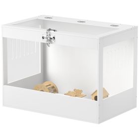 Hamster Cage with Openable Top & Lock, Hut, Transparent Acrylic Panels, Accessories, for Dwarf Hamster Gerbil, White (Option: White-895x625x135 mm)