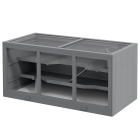 Extra Large Wooden Hamster Cage with Opening Roof, Hut, Ramps, Gray (Option: Gray-1215x185x608 mm)