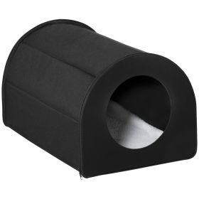 Winter Portable Heated Double Wide Water-Resistant Indoor Outdoor Cat Houses For Multiple Cats - Black (Color: Black)