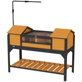 Tortoise Enclosure Tortoise House with Adjustable Lamp Holder Storage Shelf, Dual Main Houses, Openable Lid, Yellow (Option: Yellow-1290x570x190 mm)