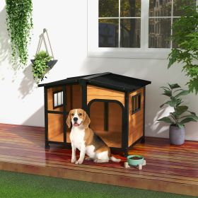 Cabin-Style Dog House for Large Dogs with Openable Roof & Giant Window (Option: Yellow-910x720x250 mm)