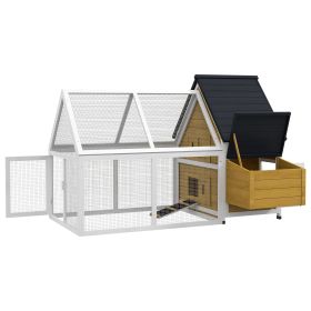65" Chicken Coop Wooden Chicken House Rabbit Hutch Poultry Cage Hen Pen Backyard with Nesting Box, Ramp, Run, Yellow (Option: Natural Wood-1180x820x240 mm)